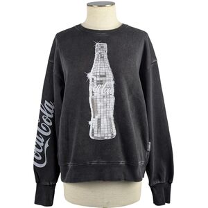 The Laundry Room Coca Cola Disco Print Sweatshirt Thumbholes Black Snow M NWT